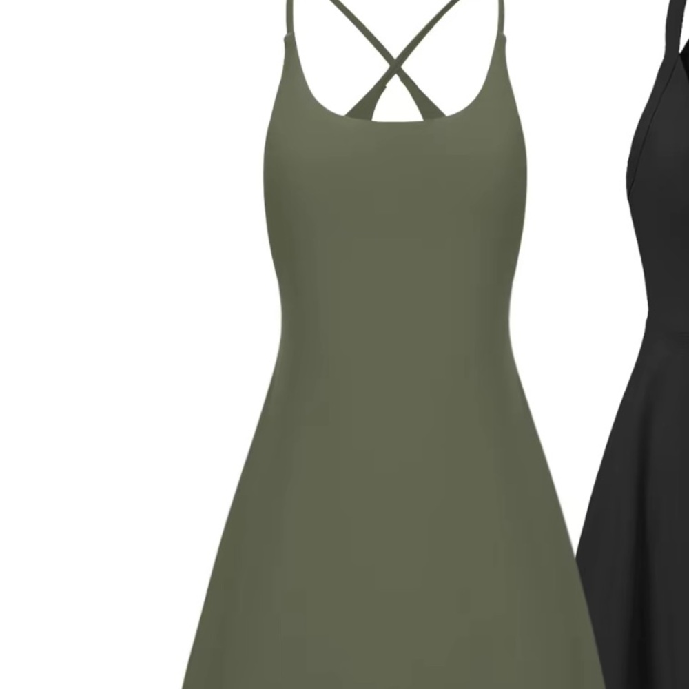 Olive Green Strappy A-Line Dress